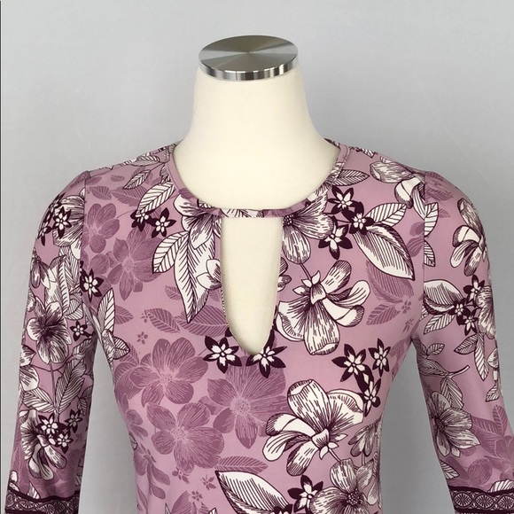 WHBM 3/4 Sleeve Floral Print Knit Shift Dress XXS - Picture 11 of 11